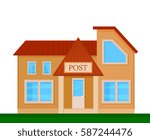 Colorful post front view on nature background, vector illustration