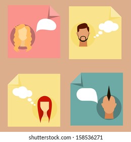 Colorful Post it. Speech bubbles.  Vector design. 