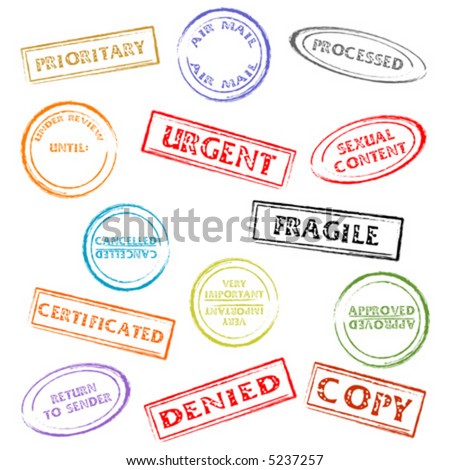 Colorful post or office marks isolated over white background