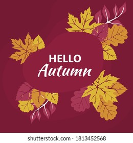 Colorful postcard with autumn fallen leaves. Abstract autumn background.	
