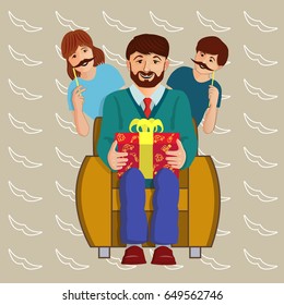 Colorful postcard, happy father's day