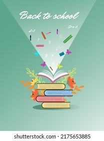 colorful postcard on the theme of back to school in a fabulous design