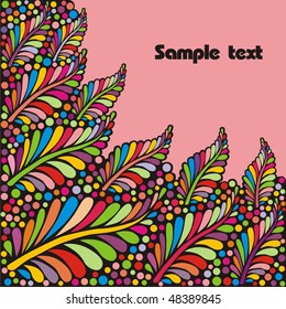 Colorful postcard with colorful patterns. Vector illustration.
