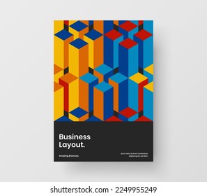 Colorful postcard vector design layout. Trendy geometric shapes brochure concept.
