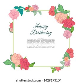 Colorful postcards. Elegant invitation to birthday. Modern design with flowers. Vector template for wedding.