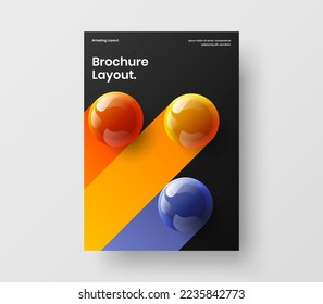 Colorful poster A4 design vector template. Minimalistic realistic balls corporate identity illustration.