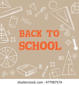 Colorful poster background school math icons vector illustration. Back to school