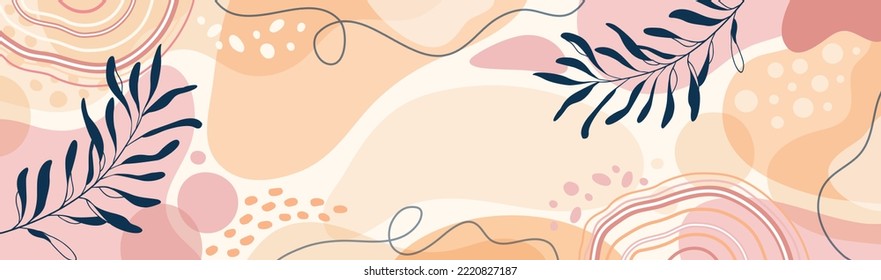 Colorful poster background vector illustration.Exotic plants, branches,art print for beauty, fashion and natural products,wellness, wedding and event.