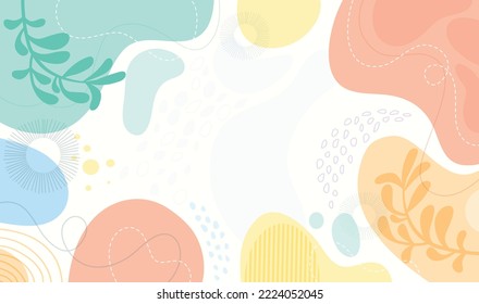 Colorful poster background vector illustration.Exotic plants, branches,art print for beauty, fashion and natural products,wellness, wedding and event.