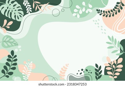 Colorful poster background vector illustration.Exotic plants, branches,art print for beauty, fashion and natural products,wellness, wedding and event.