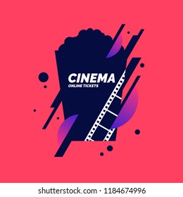 Colorful poster cinema. Bright vector illustration in flat style