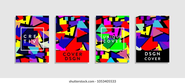 Colorful poster cover set with shattering.