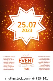 Colorful Poster Design Template with Lights and Star. Flyer, Brochure and Cover. Vector illustration