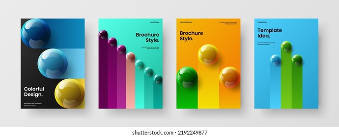 Colorida colección de diseño vectorial de diseño de afiches. Resumen de esferas 3D conjunto de conceptos de identidad corporativa.