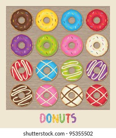 Colorful poster with donuts