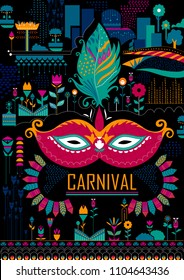 Colorful poster of fun filled Carnival festival template background in vector