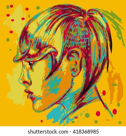 Colorful poster. Hairstyle. Abstraction.