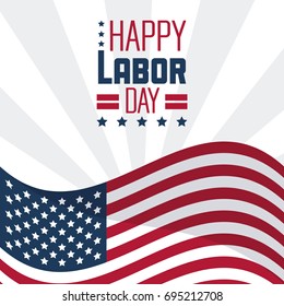 colorful poster of happy labor day with the american flag