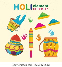 colorful poster for holi element collection.