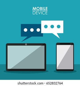 colorful poster mobile device with communication between smartphone and tablet