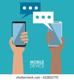 colorful poster mobile device with communication between smartphones