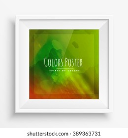 colorful poster in realistic frame