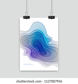 Colorful poster, size of a4, decoration with paper cut design. Vector illustration