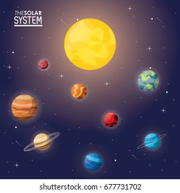 colorful poster of the solar system