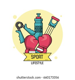 colorful poster of sport lifestyle of boxing
