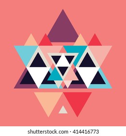 Colorful poster with triangle geometric shapes Stylish background
