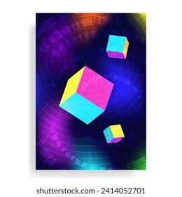 fondo del vector de afiche colorido con cubos 3d