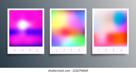 Farbige Plakate mit modernen Farbverlauf-Texturen. Vektorgrafik.