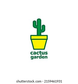 colorful pot with plant cactus logo design vector graphic symbol icon illustration creative idea