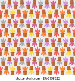 colorful potted plants pattern vector