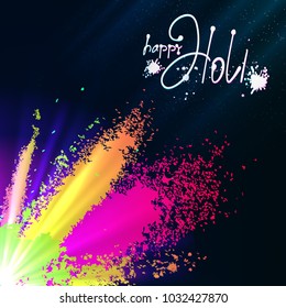 Colorful powder explode. Holi and Dolyatra celebration card. Invitation card. Vector illustration.