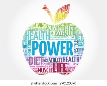 Colorful Power apple word cloud concept