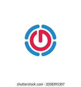 colorful power button geometric simple logo vector