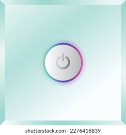 Colorful power start button on light green background