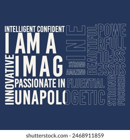 Colorful and Powerful Self-Affirmation pattern with black background.