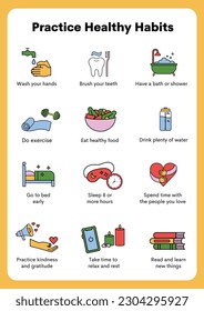 Colorful Practice Healthy Habits Educational Poster