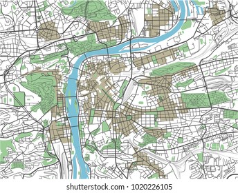 Colorful Prague Vector City Map