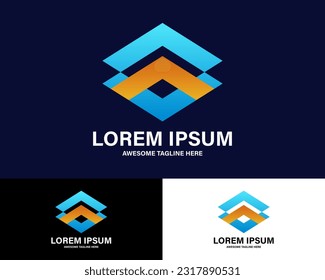 Logotipo geométrico de primera calidad colorido. Vector Eps.10
