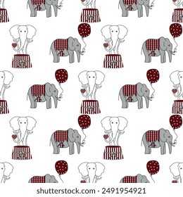 Colorful Preppy Elephants seamless pattern, Background, Perfect for fabric,