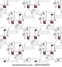 Colorful Preppy Elephants seamless pattern, Background, Perfect for fabric,