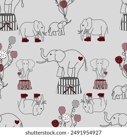 Colorful Preppy Elephants seamless pattern, Background, Perfect for fabric,