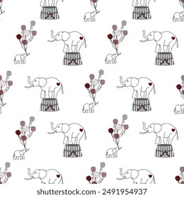 Colorful Preppy Elephants seamless pattern, Background, Perfect for fabric,