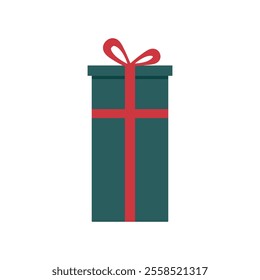 Colorful present box with a bow on isolated white background. Gifts for birthday, Christmas and holidays. Vector illustration cartoon flat style.