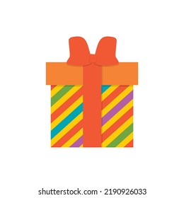 Farbige Geschenkbox. Ein Geschenk. Flaches Symbol.