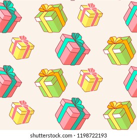 colorful present gifts seamless pattern background vector