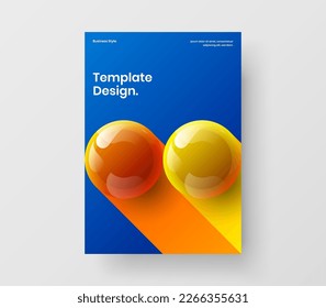 Farbige Präsentation A4 Vektordesign Konzept. Original realistischer Bälle Booklet-Layout.